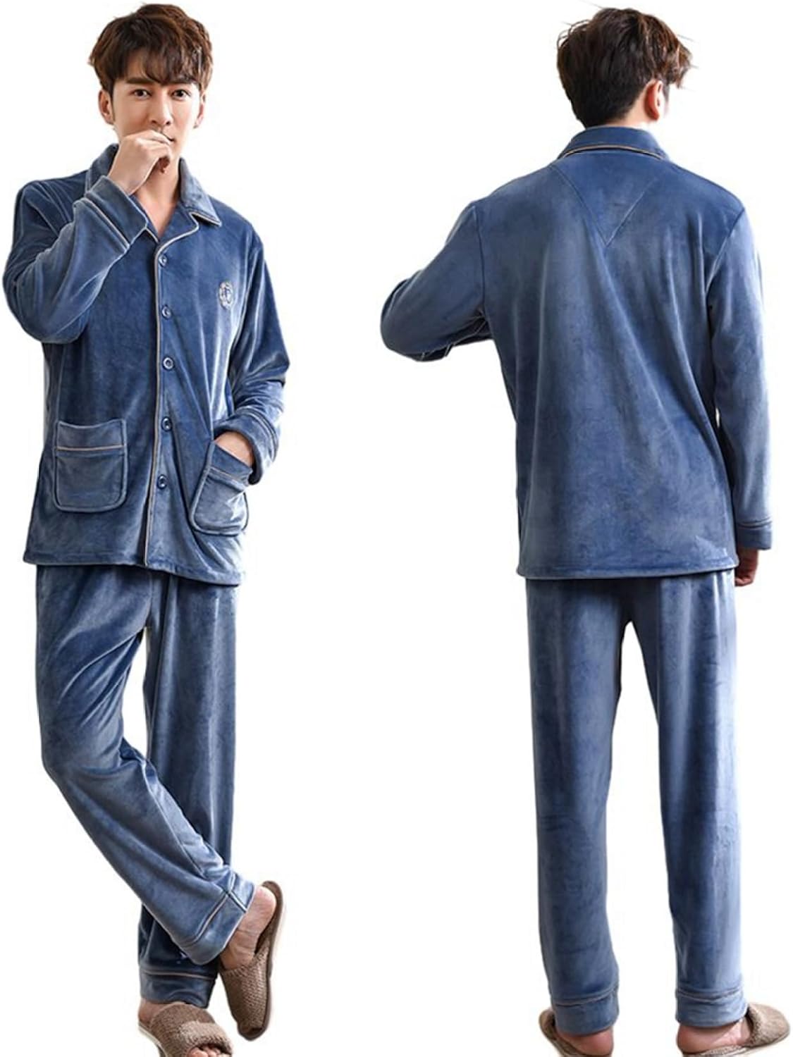 新品 UCHINO ウチノ ストライプパジャマ ユニセックス 七分袖 ブルー S